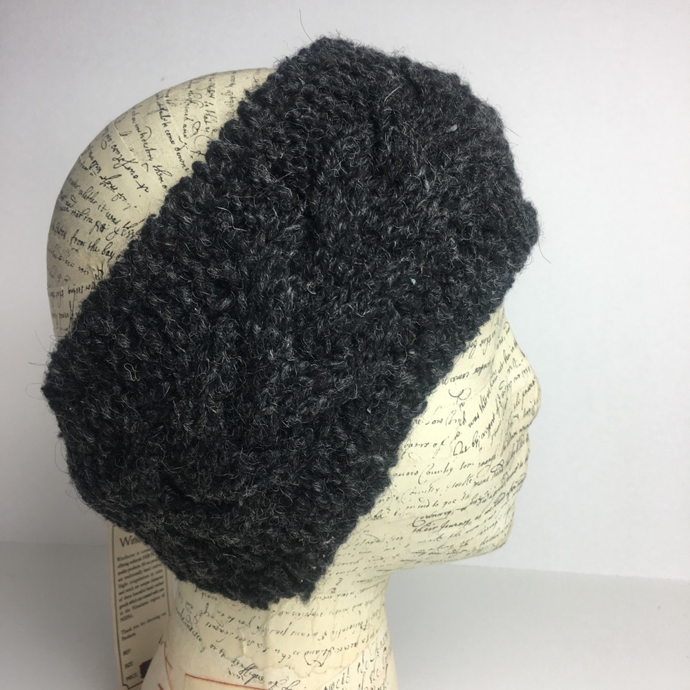 Wool headband hat earmuffs fleece lined warm soft